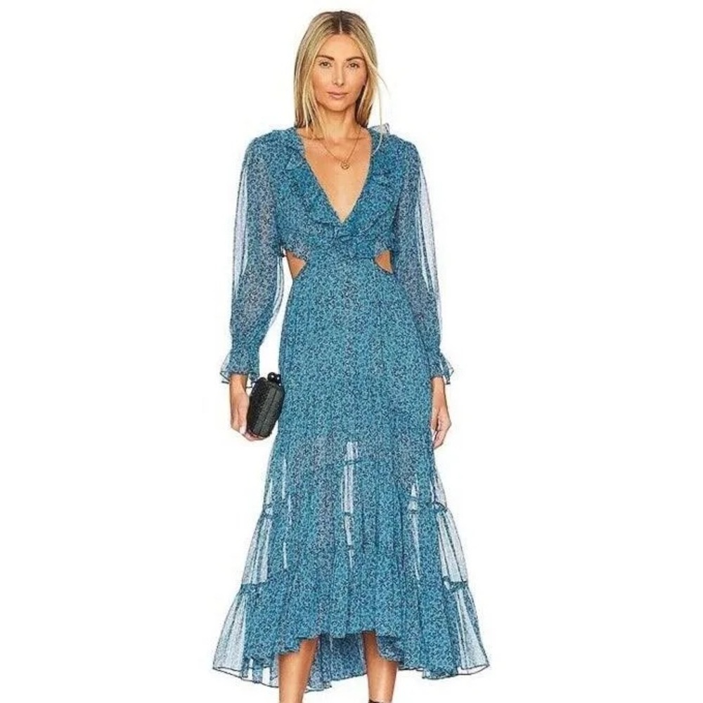 Misa Los Angeles Amelia Ditsy Floral Cutout Midi Dress. WORN ONCE.